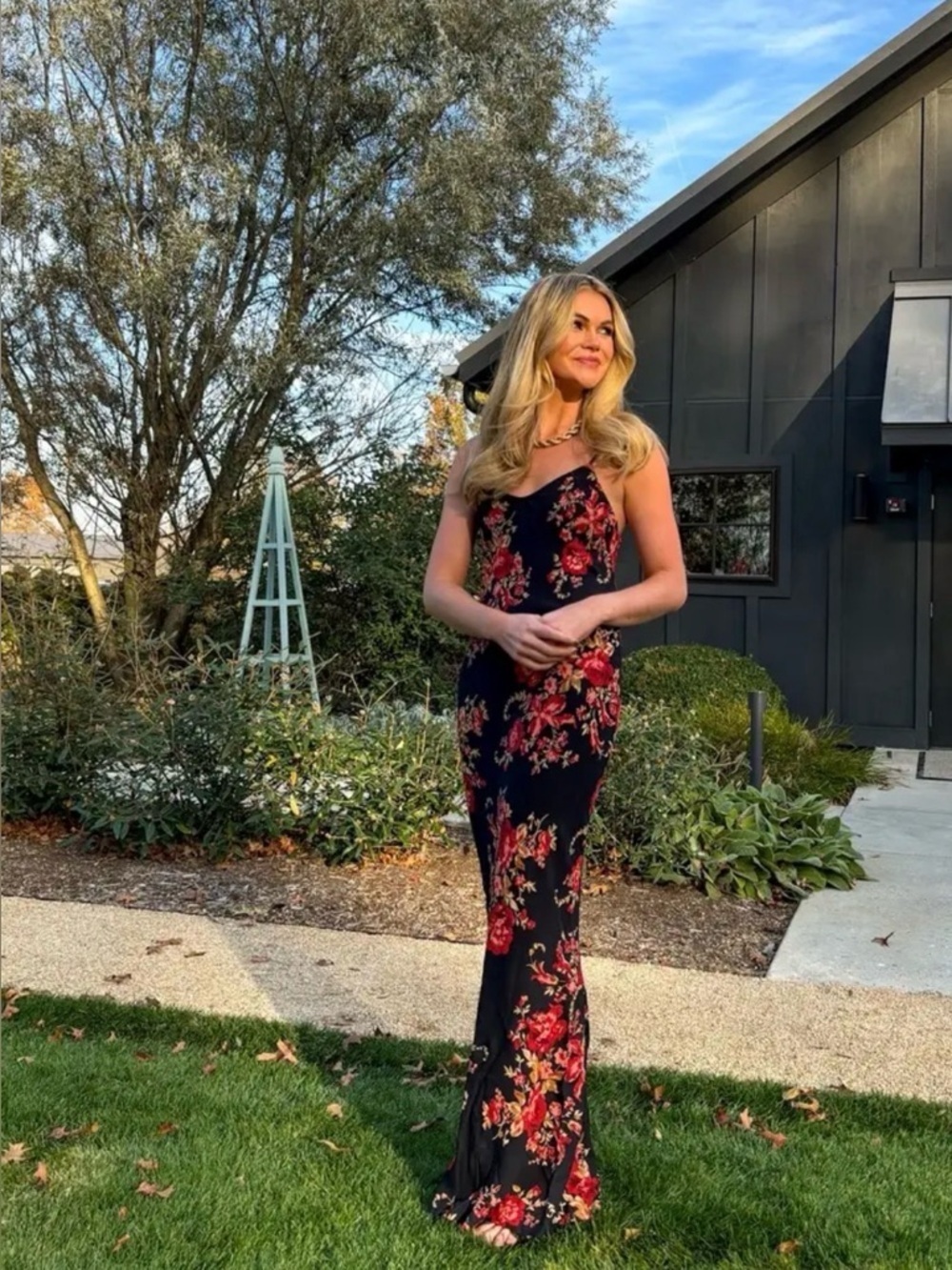 Reformation Parma Floral Black Maxi Dress size small.